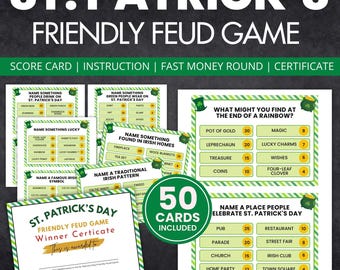 Gra „Family Feud” z okazji Dnia Świętego Patryka, quiz wiedzy (do pobrania natychmiast)