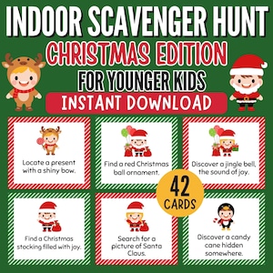 Christmas Scavenger Hunt, Christmas Printable Game for Young Kids, Christmas Treasure Hunt Clues, Instant Download