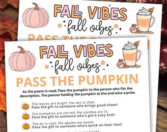 Fall Pass the Pumpkin Game | Autumn Party Activity (Printable)