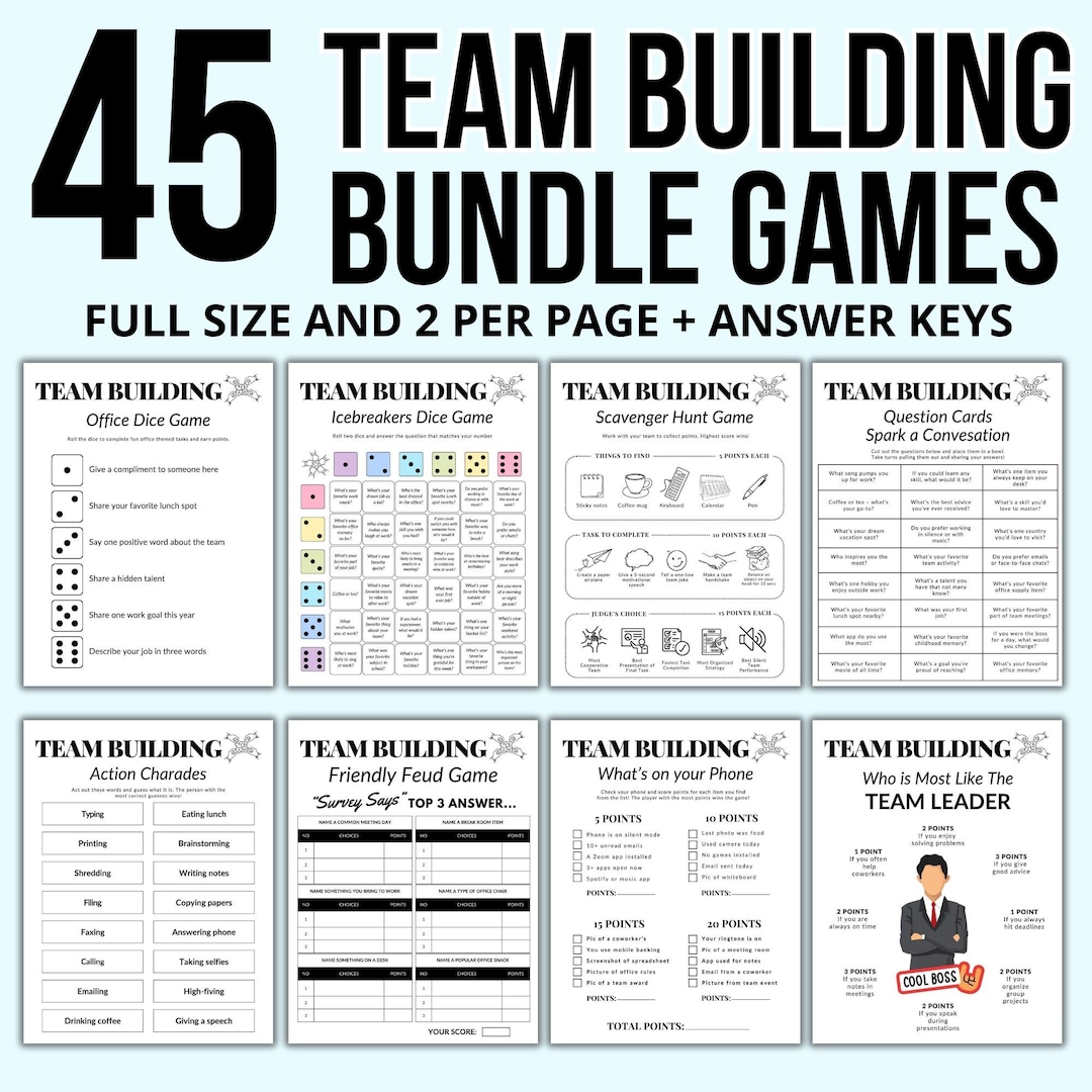 Team Building Games, 45 Office Icebreaker Activities (printable) - Etsy