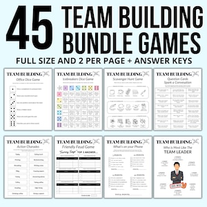 Team Building Games, Office Work Party Games for Teammates, 45 Coworker Activity Game, Happy Hour Games, Trivia, Emoji, Ice breaker, Bingo