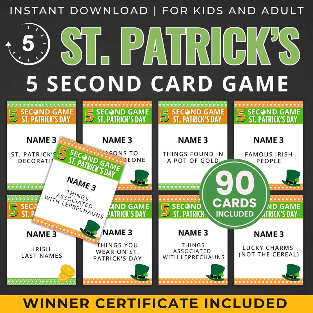 St. Patrick's Day 5 Second Game | Printable St. Patrick's Day Activity ...