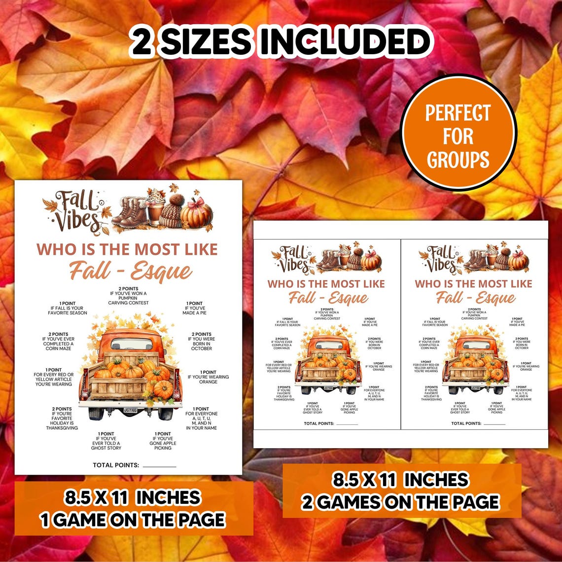 Autumn Trivia Game, 'who is Most Like Fall' Printable (PDF) - Etsy