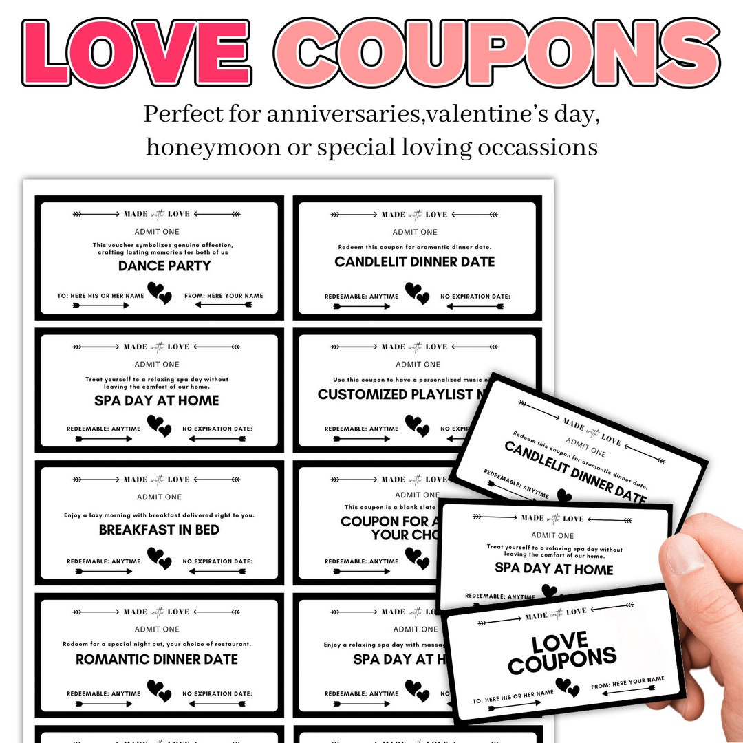 Customizable Love Coupon Book, Printable Coupon Book, Last Minute Gift ...