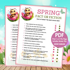 Triviaspel lente groene duim | Trivia over tuinieren | Feit of fictie | Afdrukbare lentegames | Leuke lenteactiviteiten voor volwassenen en kinderen