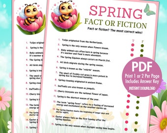 Spring Trivia Game | Fact or Fiction, Green Thumb Fun (Printable)