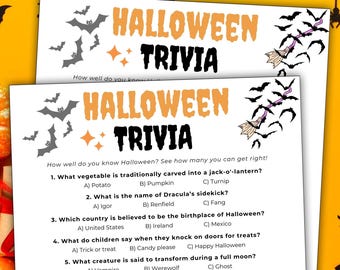Halloween Trivia Game, Printable Party Quiz (Digital Download)