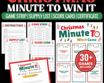Christmas Minute to Win It Game, Fun Holiday Printables (Instant Download)