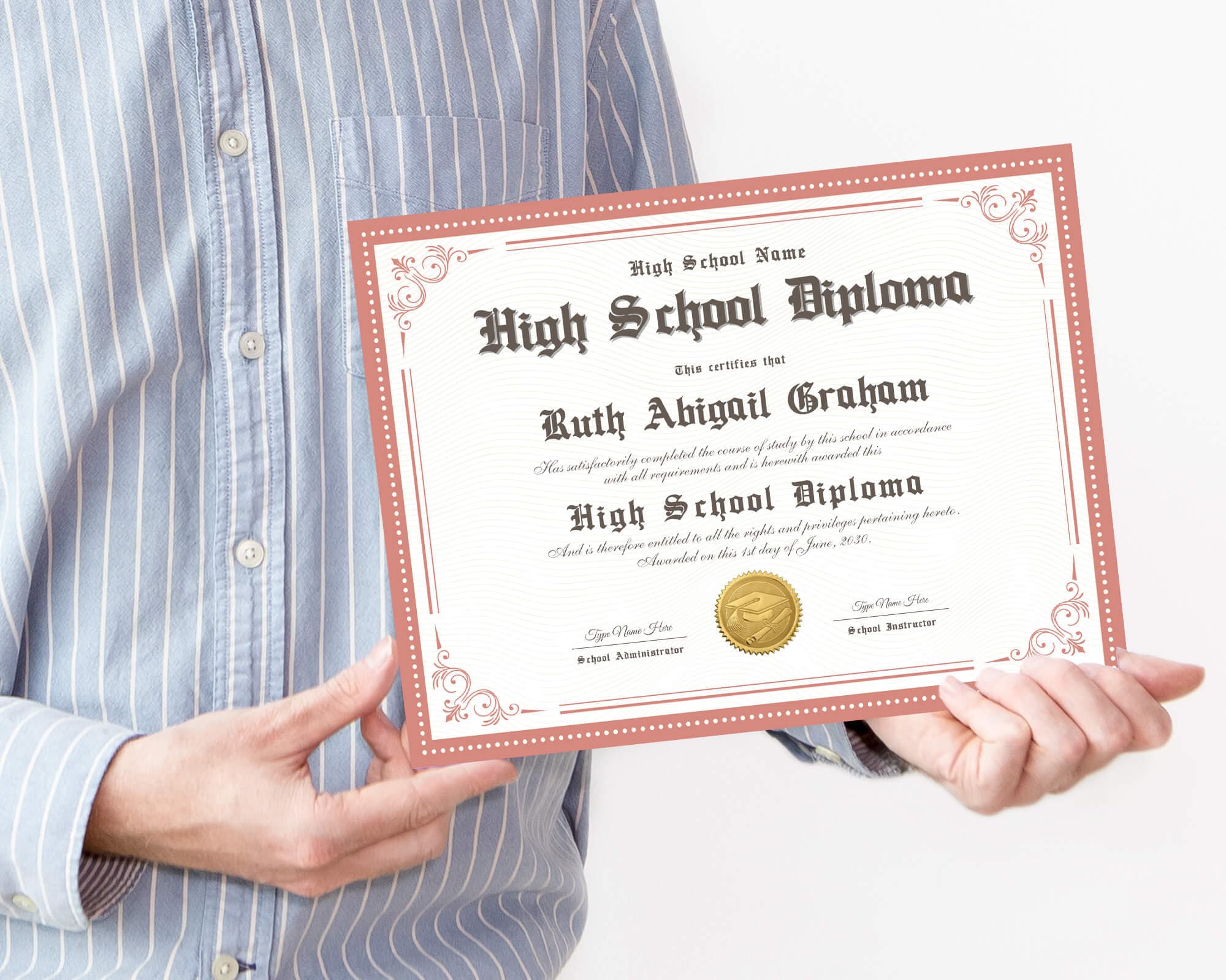 Editable Homeschool Diploma Template Ged Highschool Custom Etsy