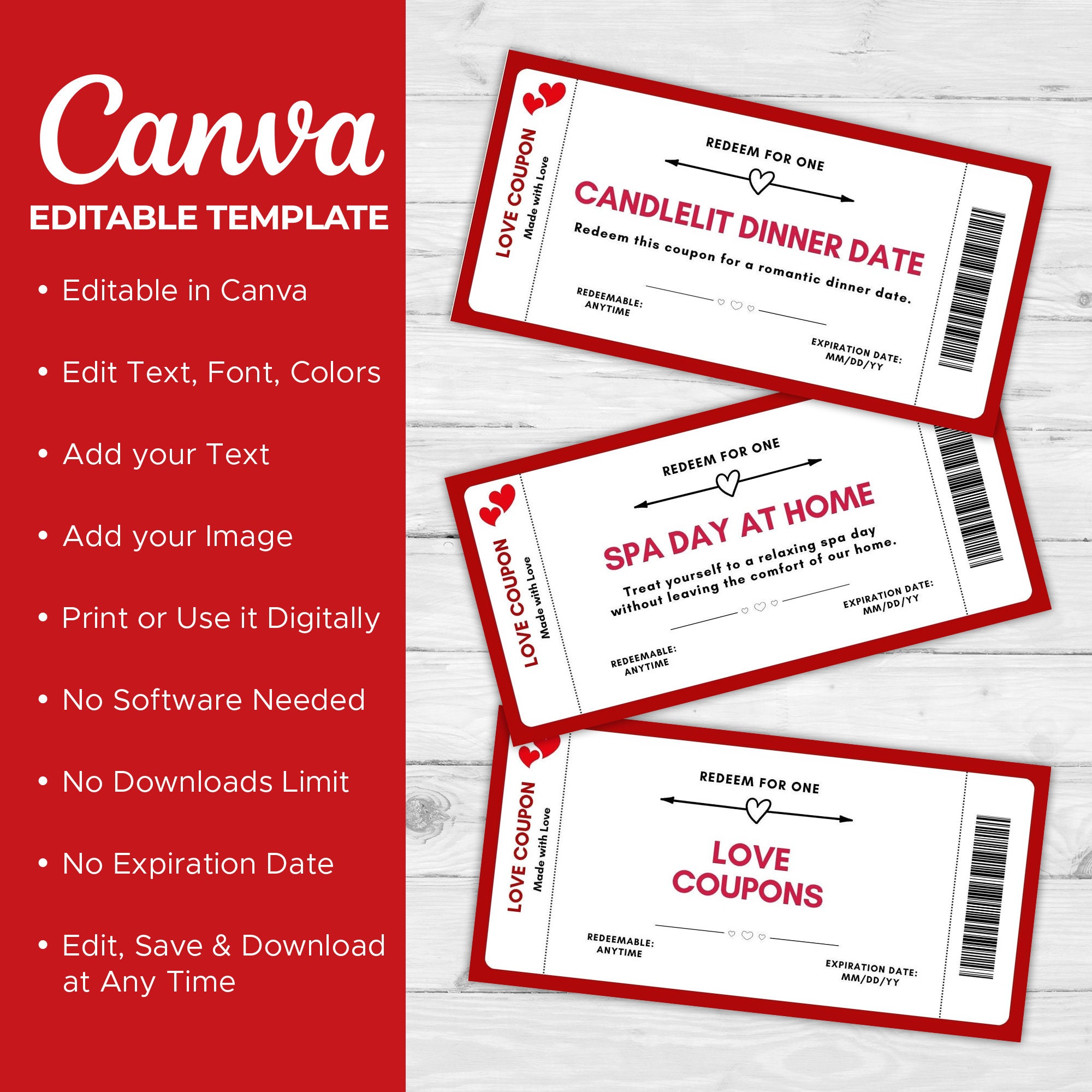 Printable Love Coupon Book for Him &amp; Her, Digital Couples Coupon ...