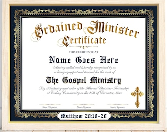Editable Pastor Ordination Certificate Template (Canva, Printable)