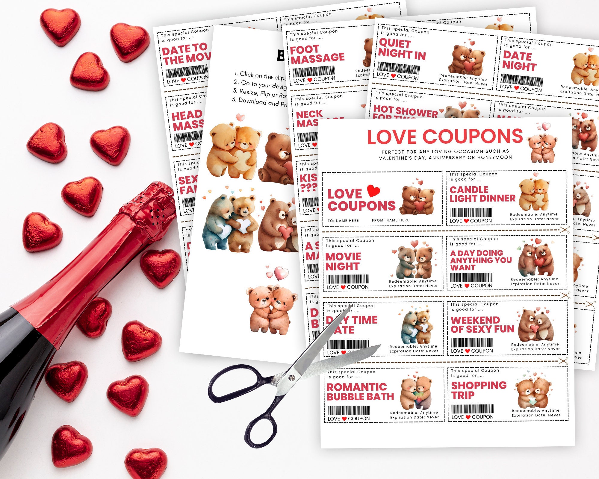 Love Coupons Book Printable Fun Love Coupons Template Editable Naughty ...