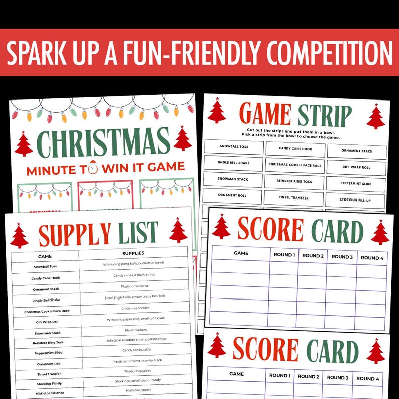 Christmas Minute to Win It Games, Holiday Party Games (printable) - Etsy