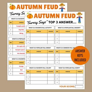 Fall Friendly Feud Fall Games for Kids Adults Fall Family Feud Fall ...