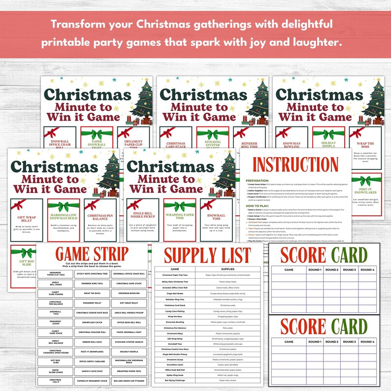Christmas Minute to Win It Game, Printable Holiday Office Party Games ...