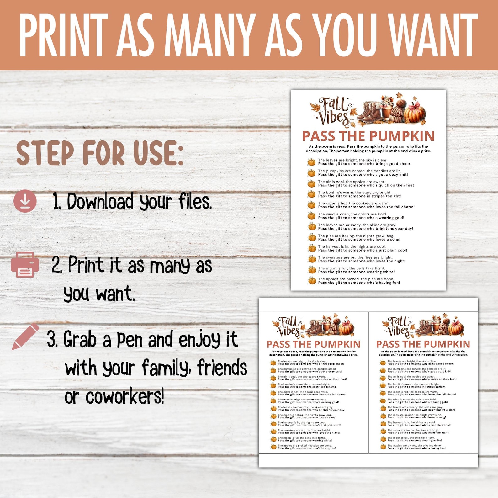 Fall Pass the Pumpkin Game | Autumn Printable Activity (digital ...