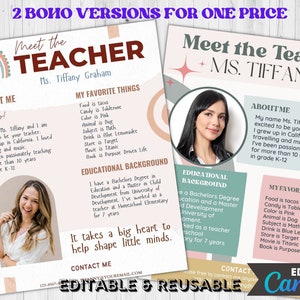 Meet The Teacher Template Boho, All About Me Teacher, Back To School Flyer, Teacher Introduction, Meet The Teacher, Classroom Newsletter