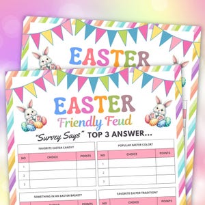 Easter Games | Easter Friendly Feud Game | Easter Printables | Icebreaker | Fun Easter Activity Family Games | Easter Trivia Game for Adults