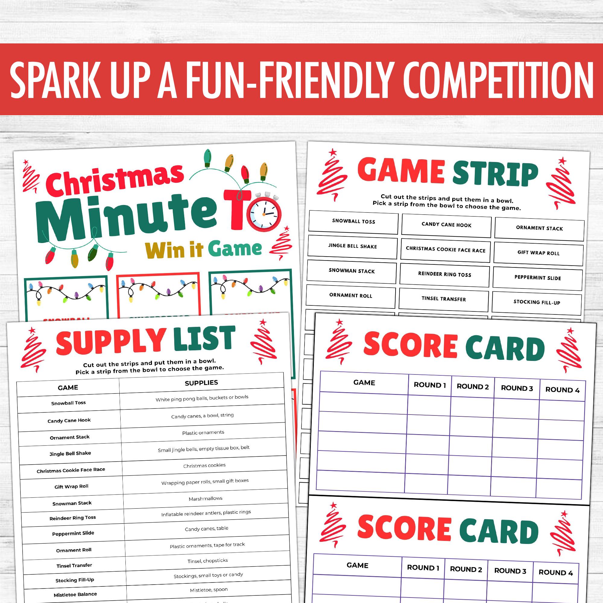 Christmas Minute to Win It Games, 50+ Printable Party Games (digital ...