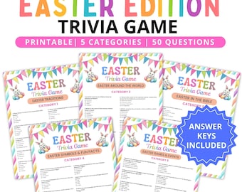 Printable Easter Trivia Game, 50 Questions (Instant Download)
