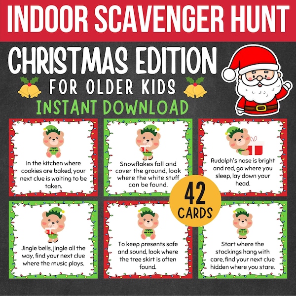 Christmas Scavenger Hunt For Older Kids Holiday Scavenger Hunt Teens Escape Room Tweens Treasure Hunt Indoor Game Teenager Puzzles