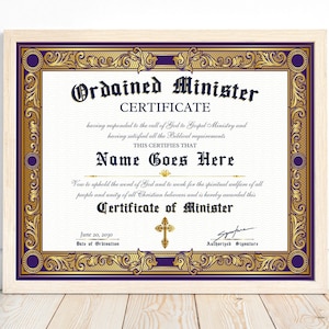 Certificate Of Ordination Template, Editable Canva Template, Gospel Ministry Certificate Form, Pastor Certificate, Deacon Certificate