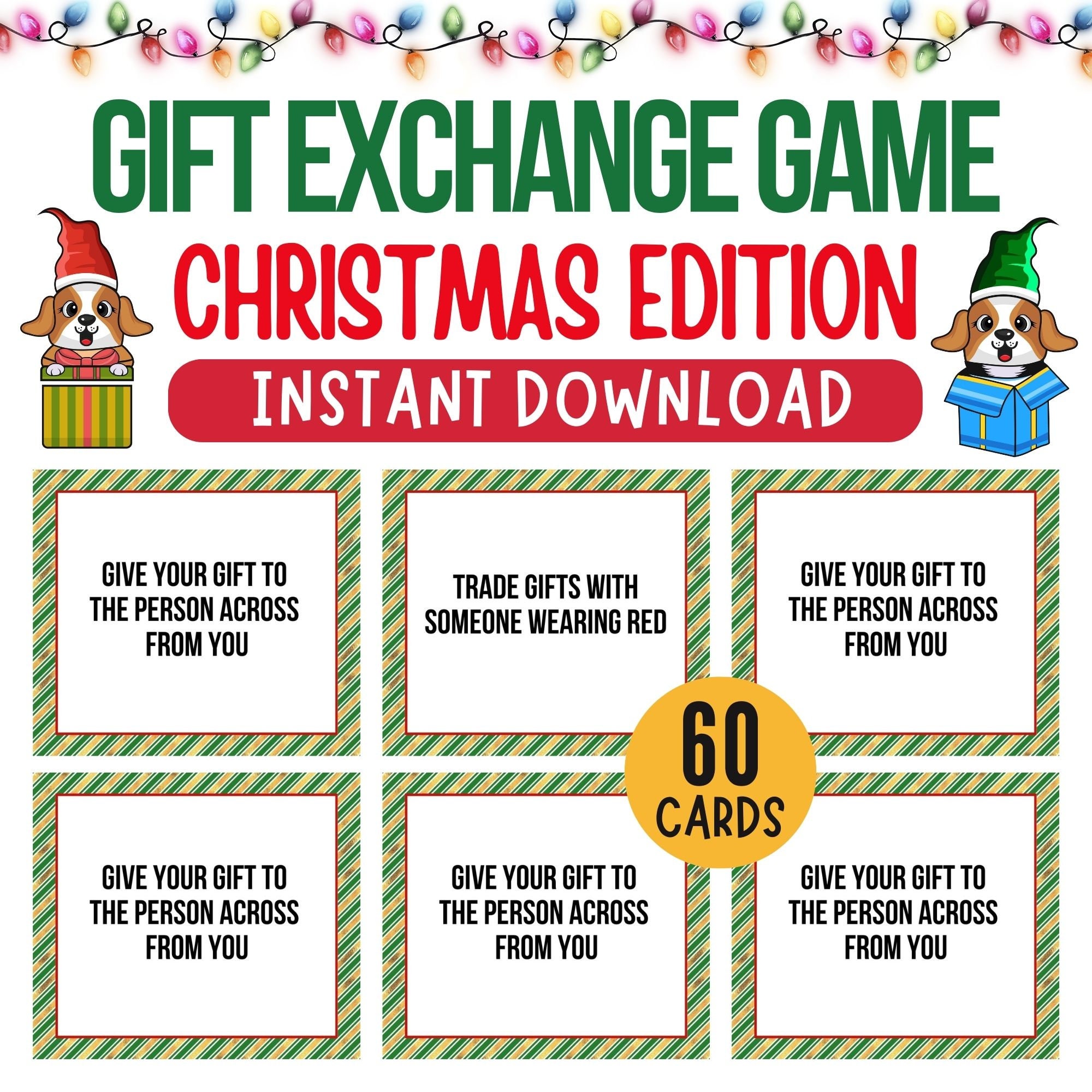 Christmas Gift Exchange Game, Christmas Party Game, Gift Exchange Cards