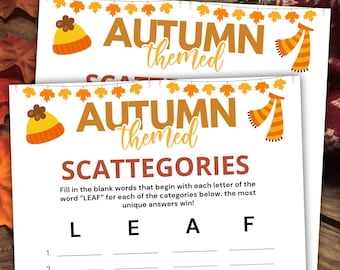 Fall Scattergories Game, Autumn Printable Word Games (Digital Download)
