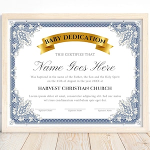 Baptism Certificate Template, Editable Baptism Certificate, Certificate Of Baptism Template, Christening Certificate, Canva Template