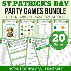 St Patricks Day Games Bundle, 20 Fun St. Patrick&#39;s Day Party Games for Adults & Seniors, St. Paddy&#39;s Day Activities, St. Pat&#39;s Games
