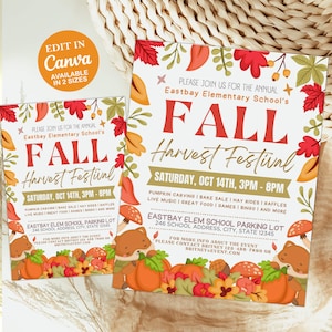 Fall Harvest Festival Invitation Template: Church, School Event (Digital Download)