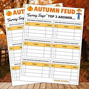 Fall Friendly Feud Fall Games for Kids Adults Fall Family Feud Fall ...
