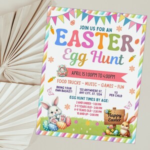 Editable Easter Egg Hunt Flyer Template, Printable Easter Egg Hunt invitation for PTO,Church Community fundraiser,Easter Fundraiser