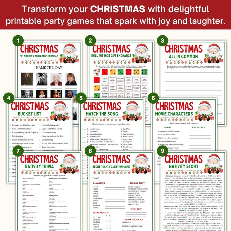 55+ Christmas Game Bundle | Printable Holiday Party Games (PDF) - Etsy
