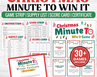 Christmas Minute to Win It Games, 50+ Printable Party Games (Digital Download)