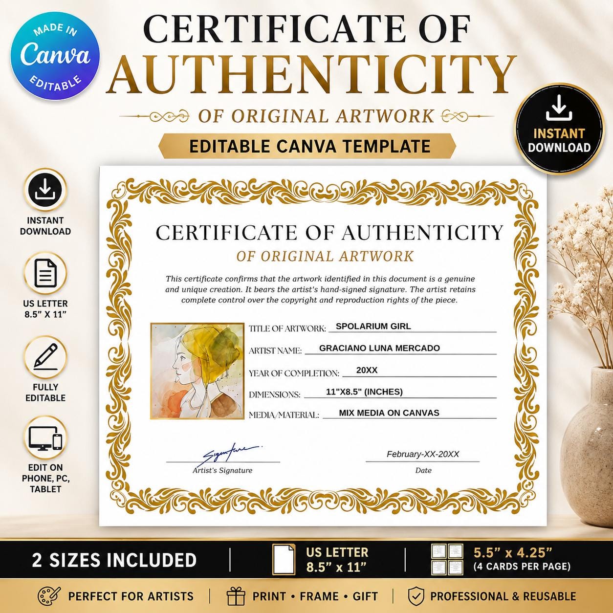 Art certificate authenticity - Etsy 日本