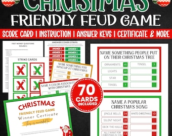 Christmas Friendly Feud Game | Holiday Trivia (Printable)