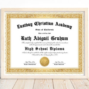 Diploma Template, High School Diploma Certificate Template, Homeschool,  Graduation Template, 2025 Graduation, Canva Template, Gold Border