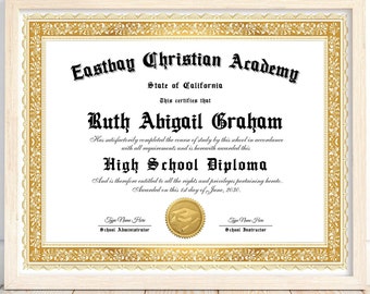 Gold Border Diploma Template, Homeschool Graduation, Canva Editable (Digital Download)