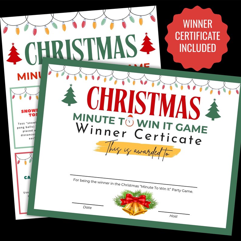 Christmas Minute to Win It Games, Holiday Party Games (printable) - Etsy