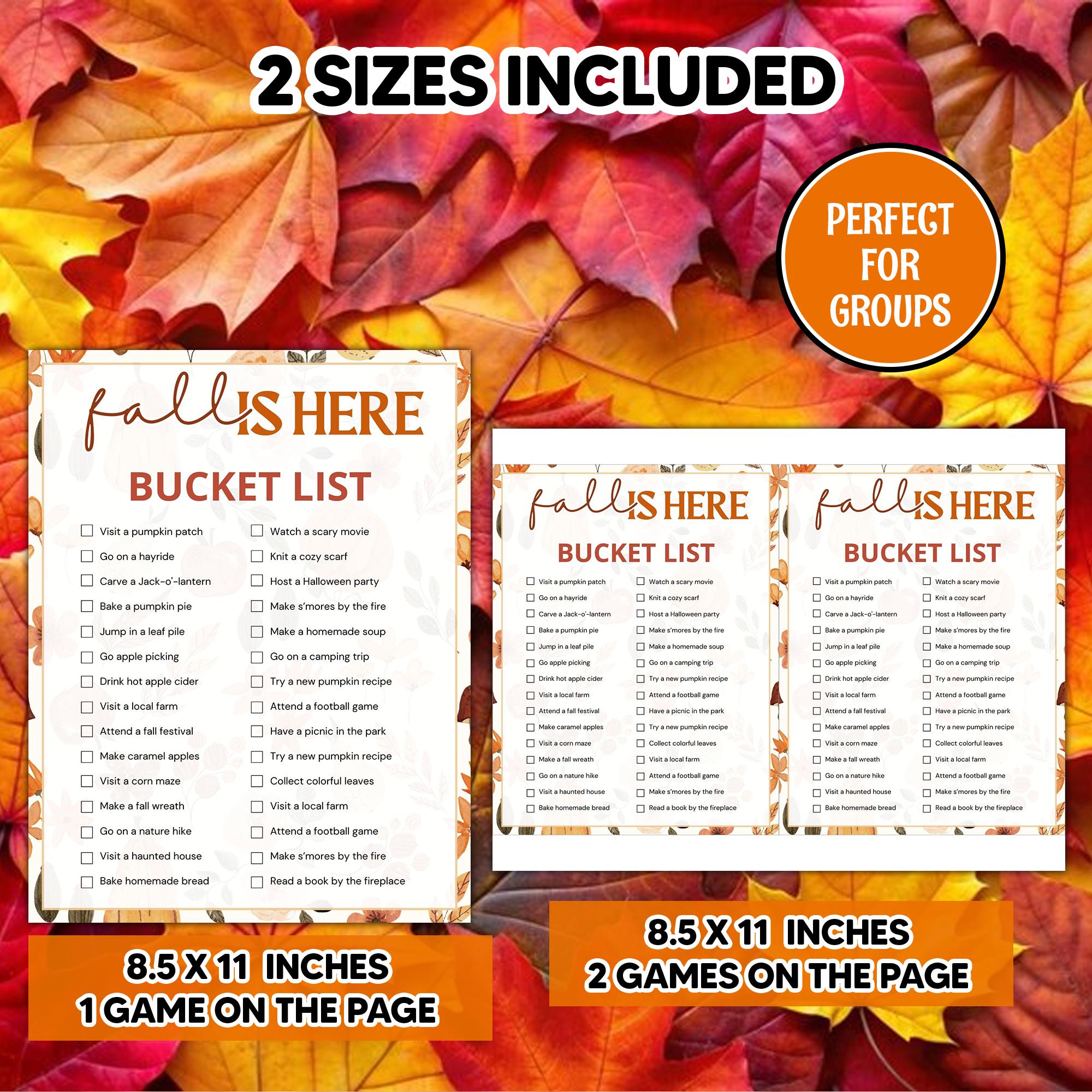 Fall Bucket List Printable, Autumn Bucket List Template, Editable Fall ...