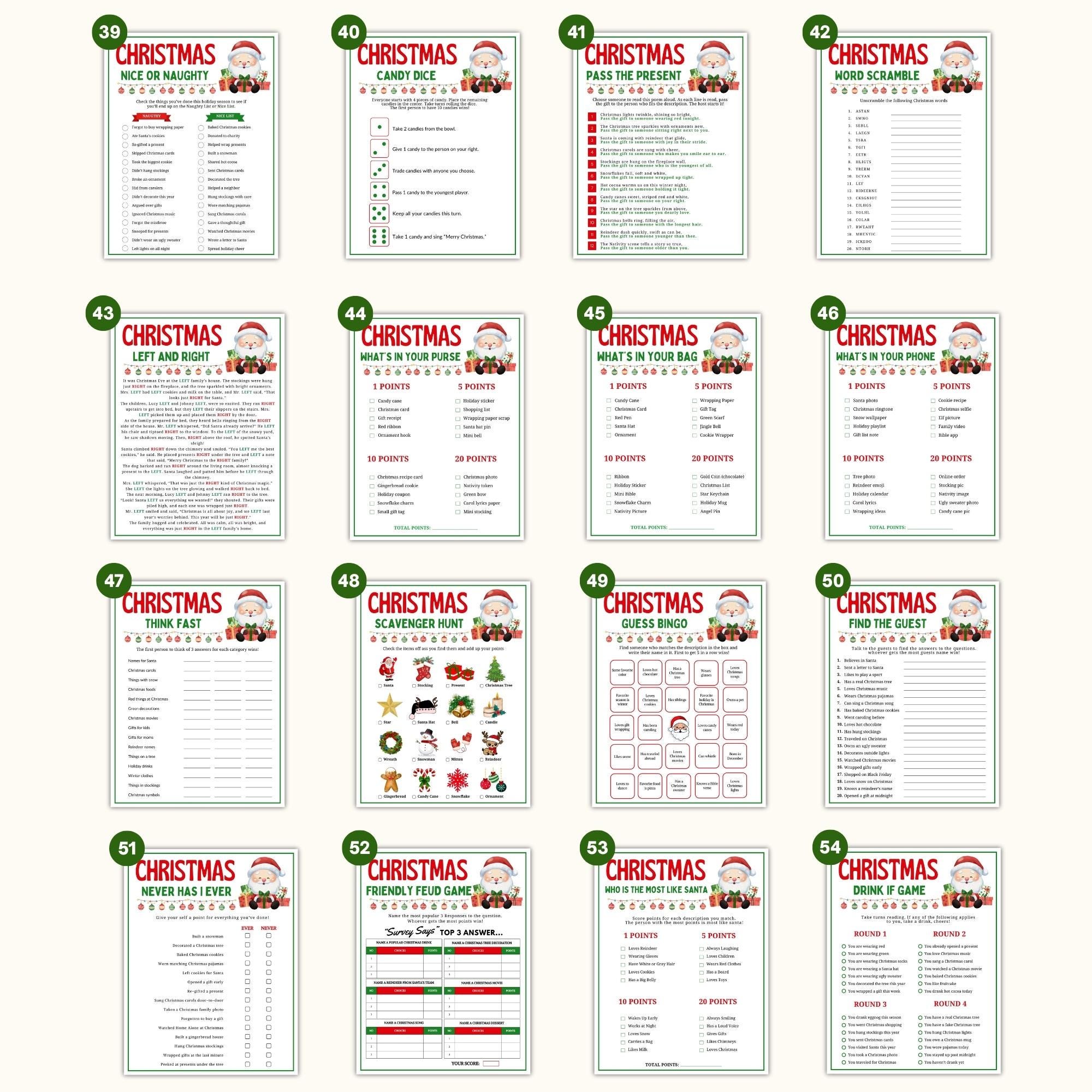 55+ Christmas Game Bundle | Printable Holiday Party Games (PDF) - Etsy