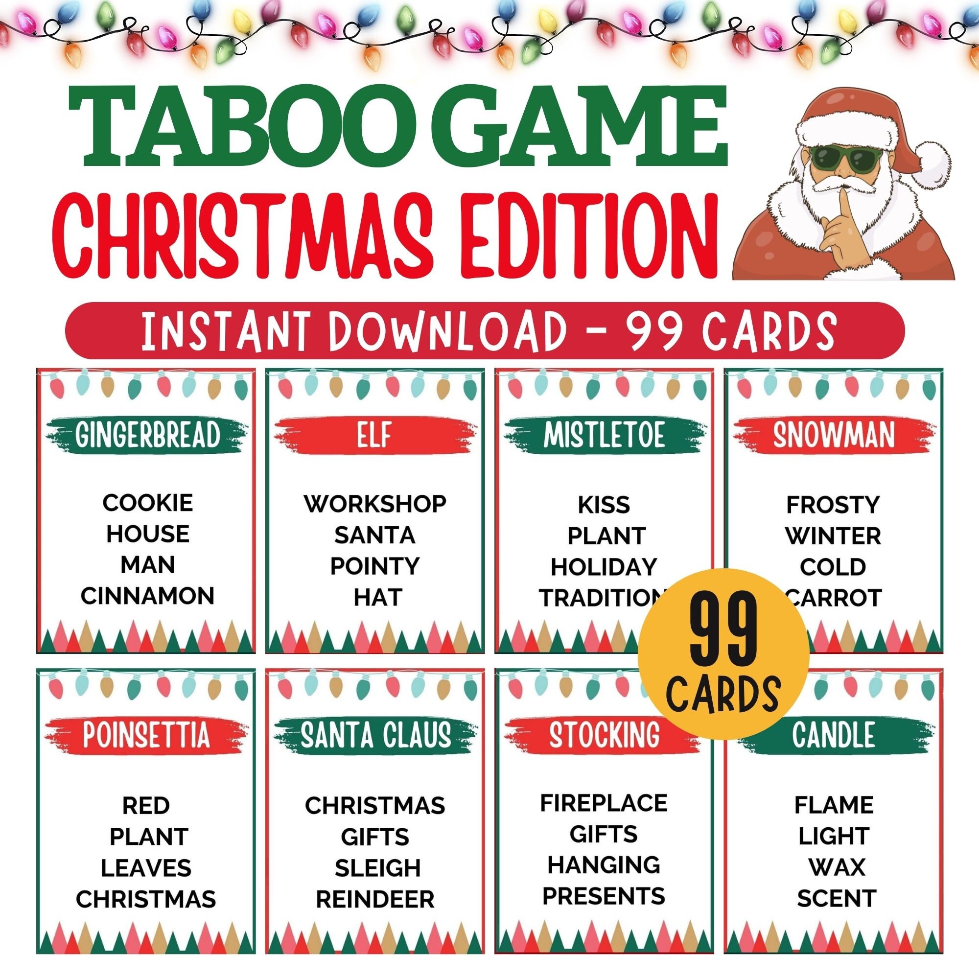 Christmas Taboo Game, Printable Holiday Game, Family Christmas Games ...