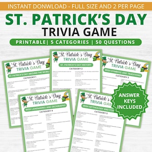 St.Patrick&#39;s Day Games, St.Patrick&#39; Day Trivia, Printable St.Patty Game, St. Patrick&#39;s Day Printable, St.Paddy&#39;s Trivia Games