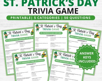 St. Patrick's Day Trivia Game, 50 Questions (Printable)