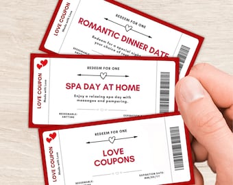 Printable Love Coupon Book, Couples Gift, Editable Canva Template (Digital Download)