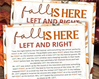 Fall Left Right Story Game, Autumn Party (Digital Download)
