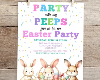 Easter Egg Hunt Invitation | Party with My Peeps (Digital Download)