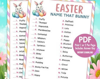Name That Bunny Game | Easter Trivia, Spring Activity (PDF)