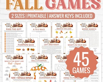 Fall Games Bundle | 45 Printable Party Games (Digital Download)